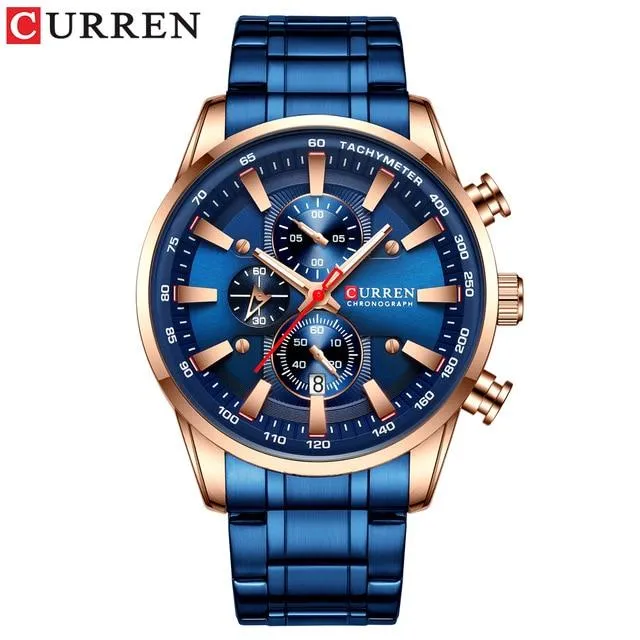 CURREN - Stainless Steel Date Waterproof Quartz Wristwatch