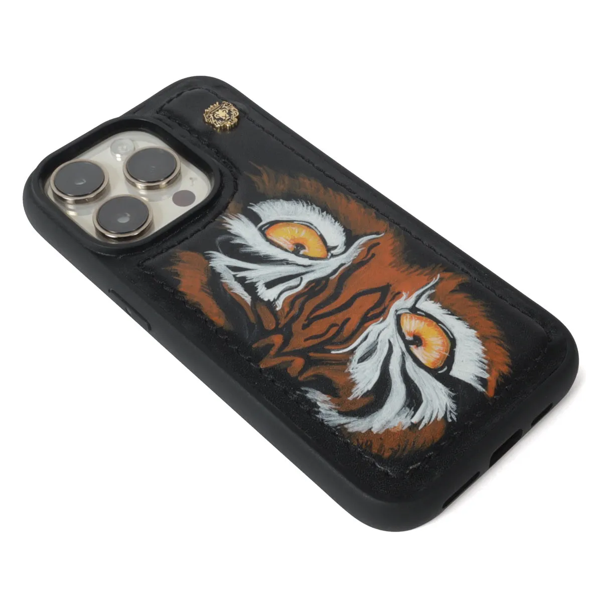 Customized Hand-Painted Mobile Cover with Mini Metal Lion