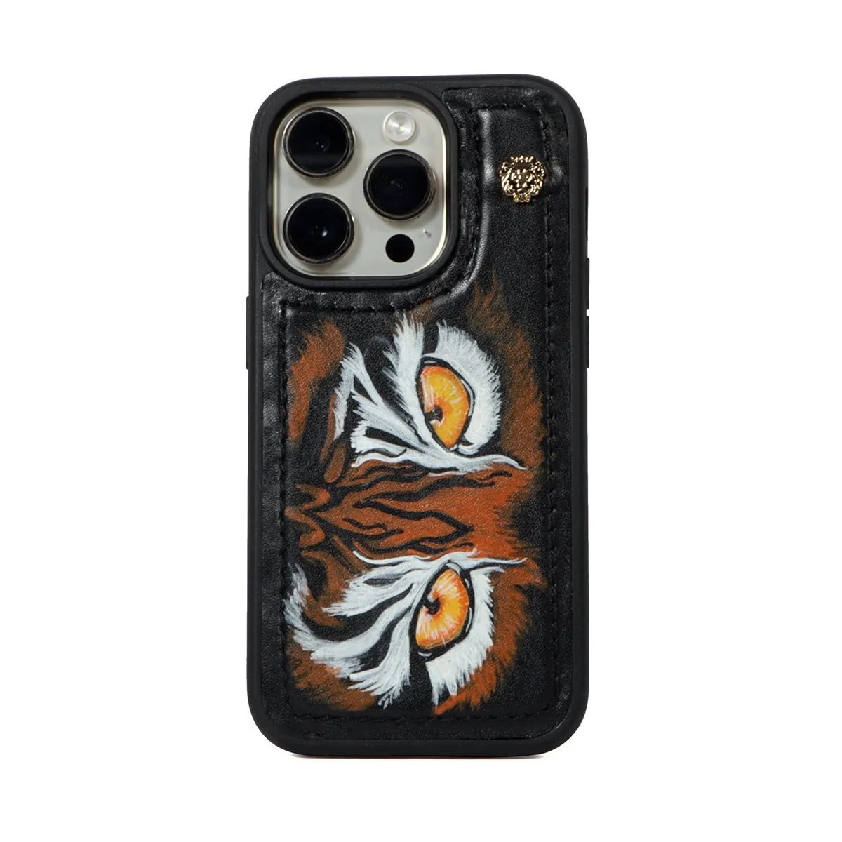 Customized Hand-Painted Mobile Cover with Mini Metal Lion