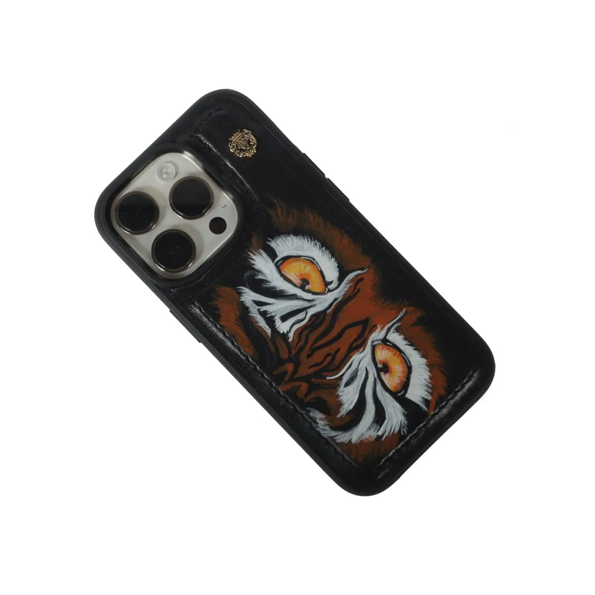 Customized Hand-Painted Mobile Cover with Mini Metal Lion