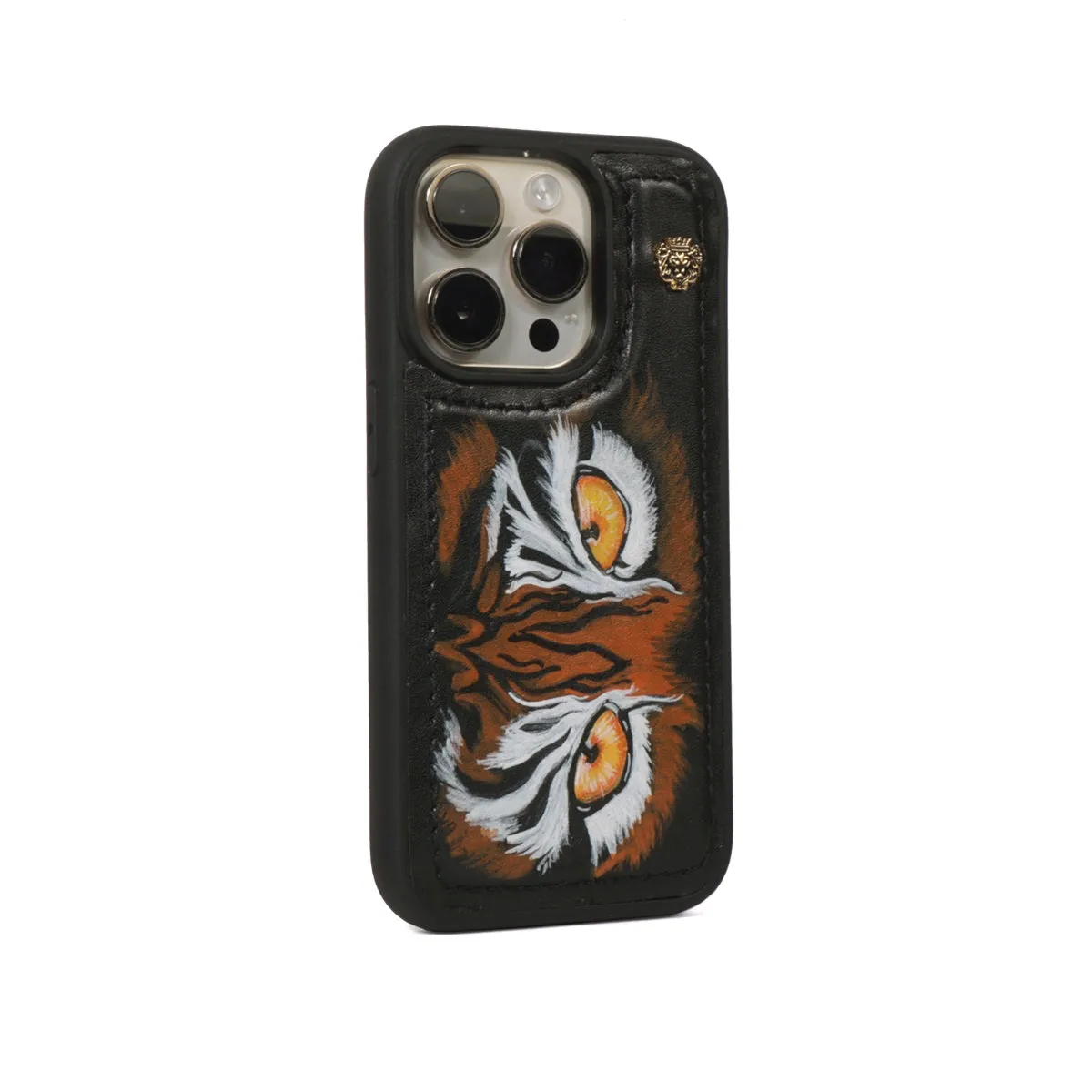 Customized Hand-Painted Mobile Cover with Mini Metal Lion