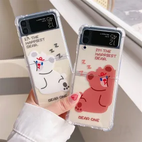 Cute Cartoon Bear Couples Phone Cases For Samsung Galaxy Z Flip 3