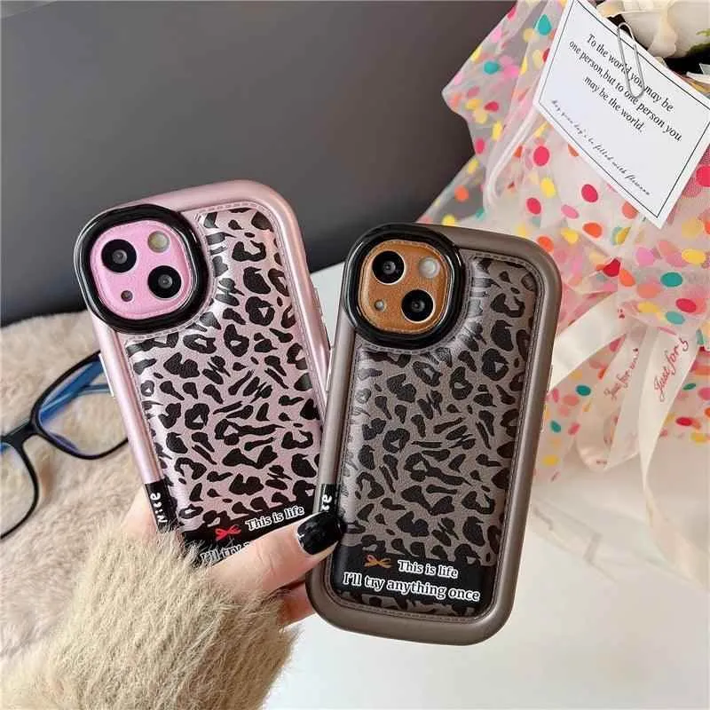 Cute Leopard Print Phone Case for iPhone 15 Pro Max, 14, 13, 12