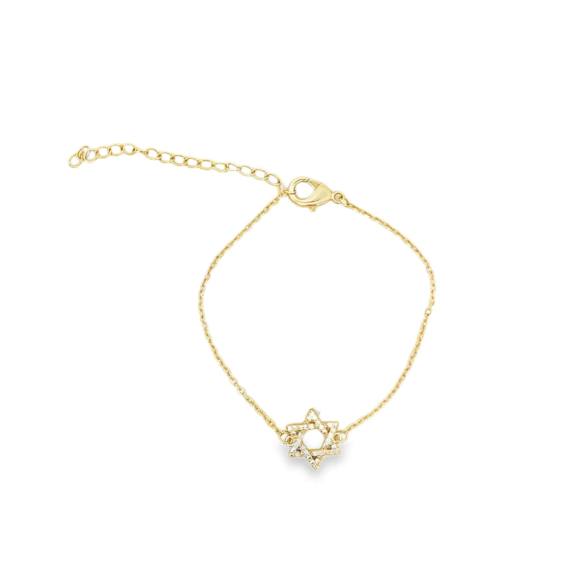 CZ Paved Star of David Rolo Chain Necklace (H270/I407A)