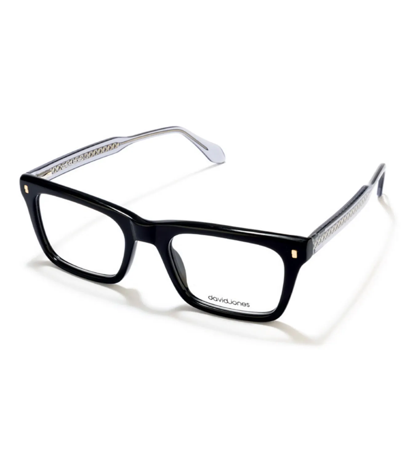 David Jones Men's Black Square Optical Frame