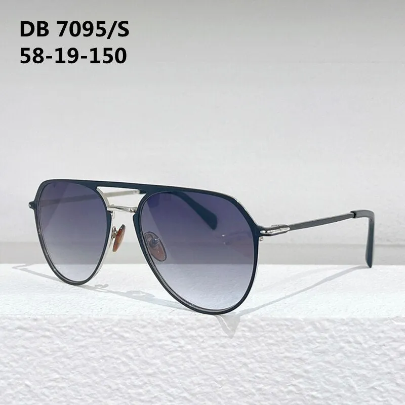 DB 7095/S Pure Titanium Original Sunglasses Oval Double Bridge Men Fashion Stylish Eyeglasses with Case Women Solar Glasses