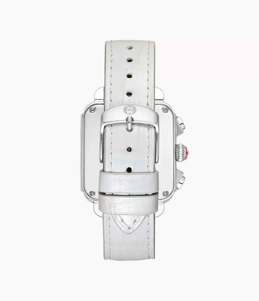 Deco Sport Chronograph Stainless Steel White Leather Watch
 MWW06K000066