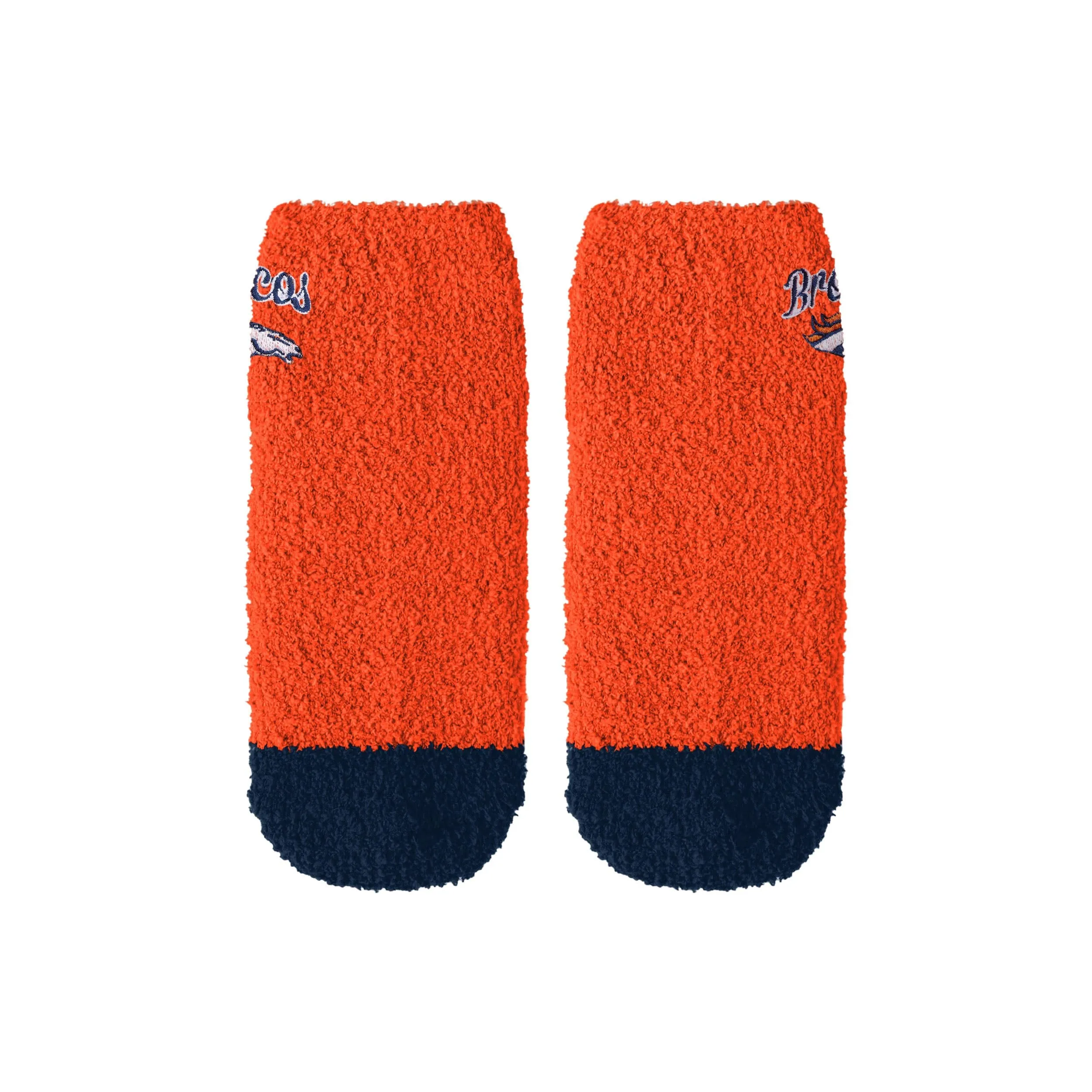 Denver Broncos NFL Womens 2 Pack Script Logo Fuzzy Ankle Socks