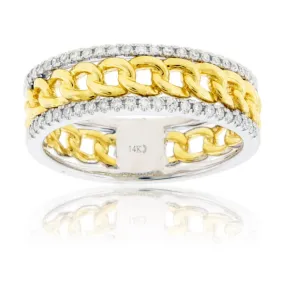 Diamond Lined & Link Style Ring