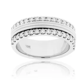 Diamond Milgrain Style Double Row Band