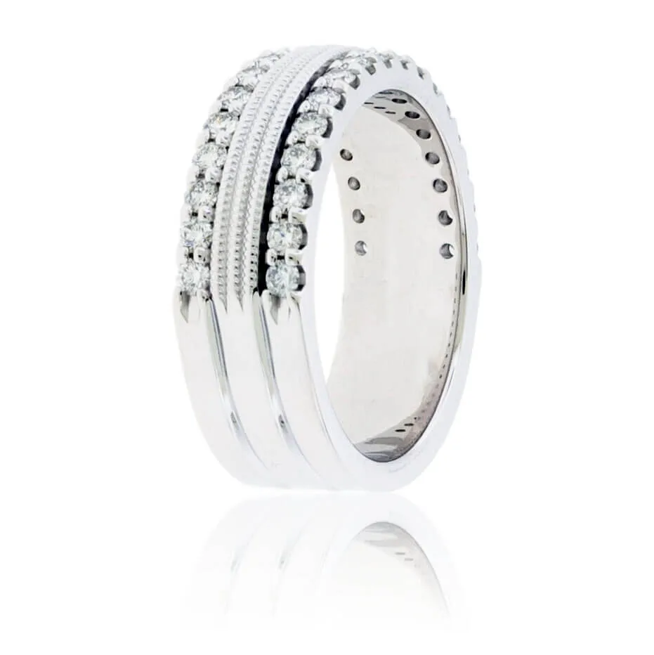 Diamond Milgrain Style Double Row Band