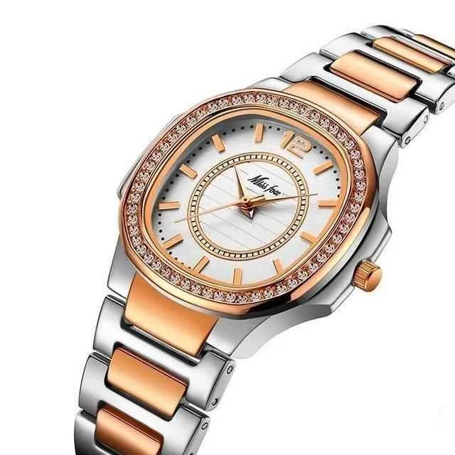 Diamond Quartz Stainless Steel Simple Watches For Women's