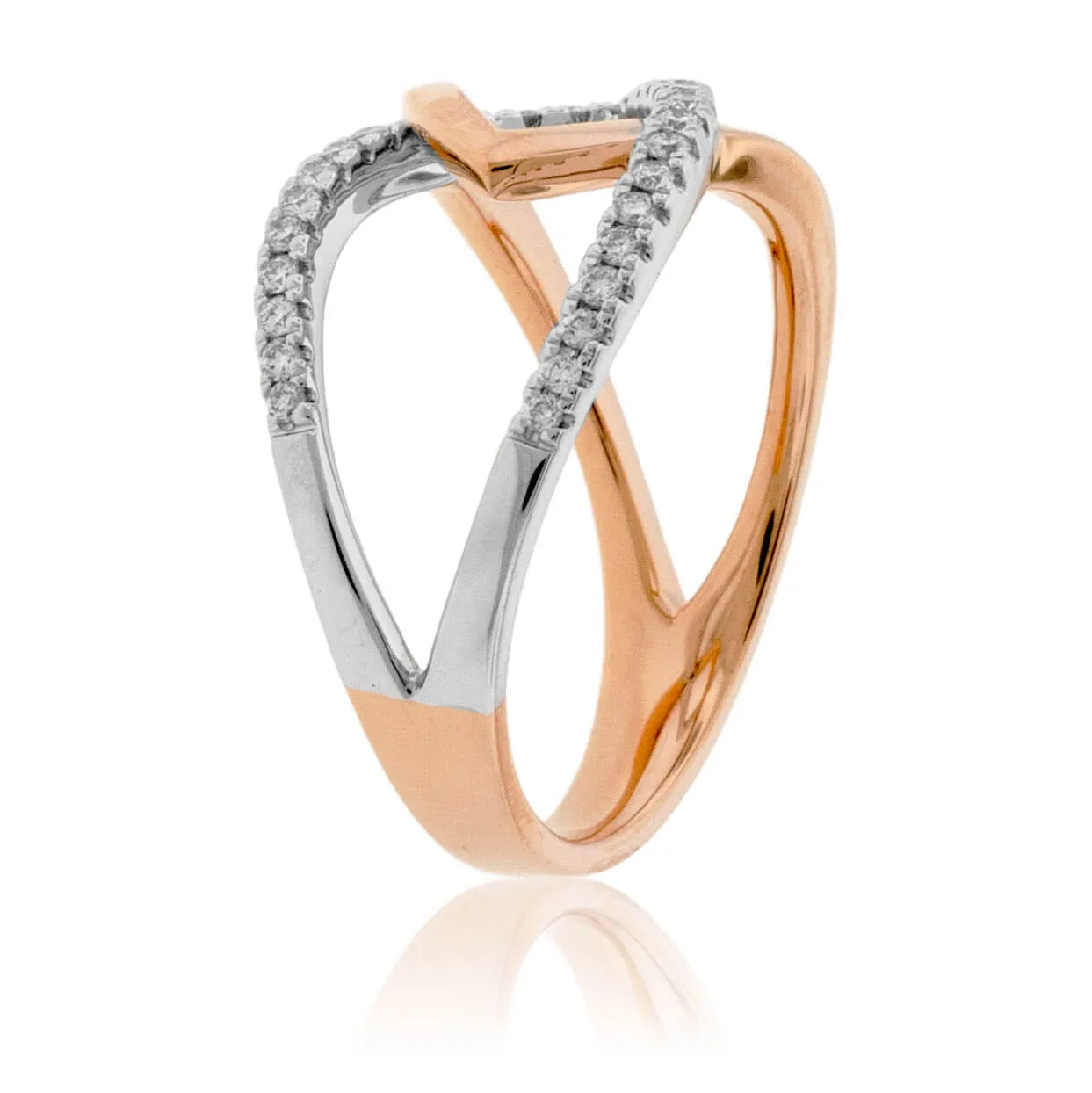 Diamond Rose Gold Bypass Ring