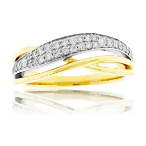 Diamond White Gold & Yellow Gold Bypass Ring