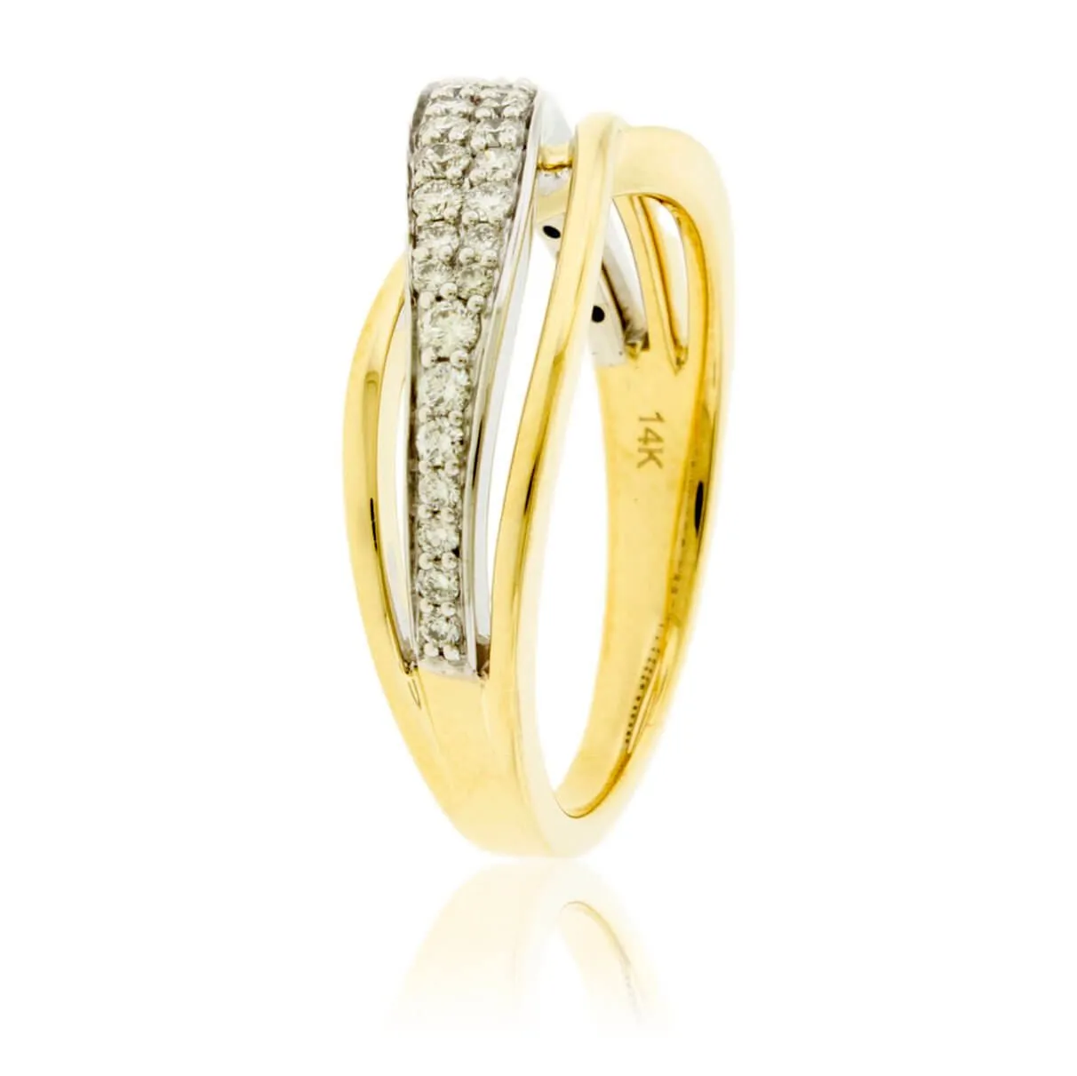 Diamond White Gold & Yellow Gold Bypass Ring