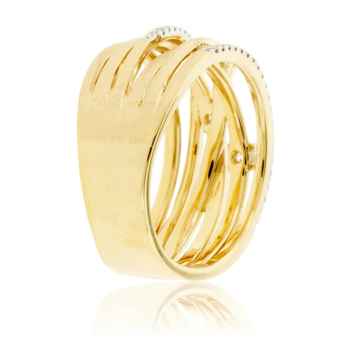 Diamond Yellow Gold Multiple Bypass Ring