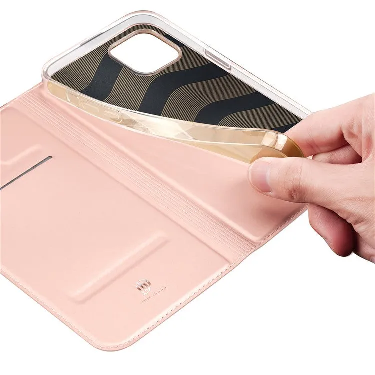 DUX DUCIS Skin Pro Faux Leather Wallet Flip Case for Apple iPhone 15 Plus - Rose Gold