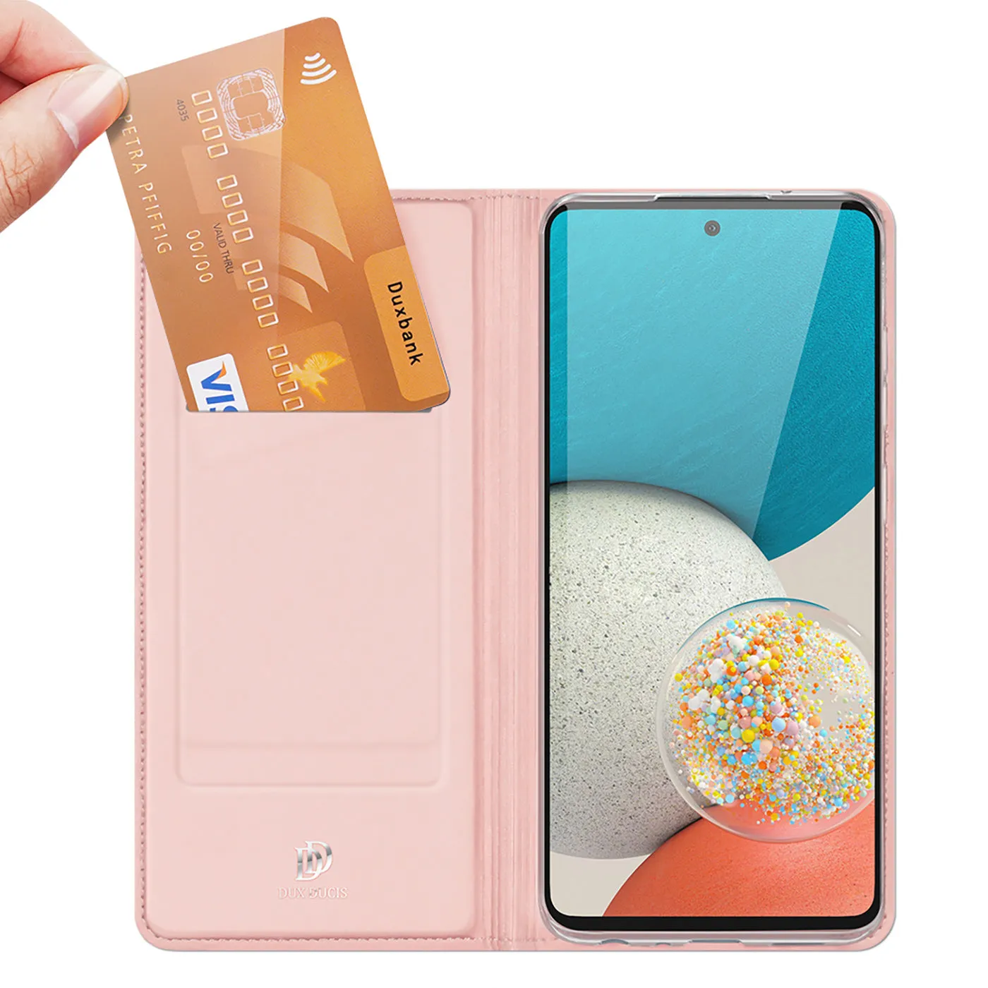 DUX DUCIS Skin Pro Faux Leather Wallet Flip Case for Samsung Galaxy A73 5G - Rose Gold