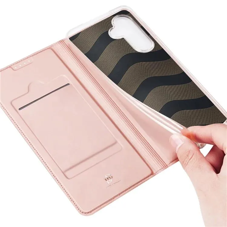 DUX DUCIS Skin Pro Faux Leather Wallet Flip Case for Samsung Galaxy S24 FE - Rose Gold