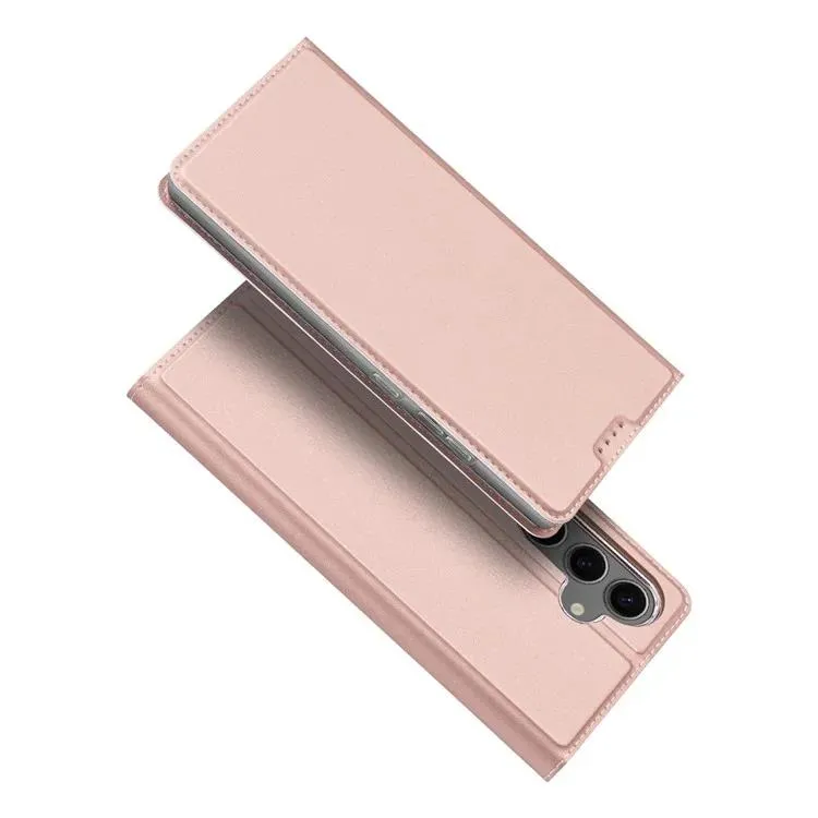 DUX DUCIS Skin Pro Faux Leather Wallet Flip Case for Samsung Galaxy S24 FE - Rose Gold