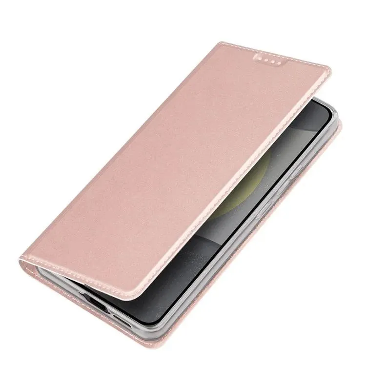 DUX DUCIS Skin Pro Faux Leather Wallet Flip Case for Samsung Galaxy S24 FE - Rose Gold