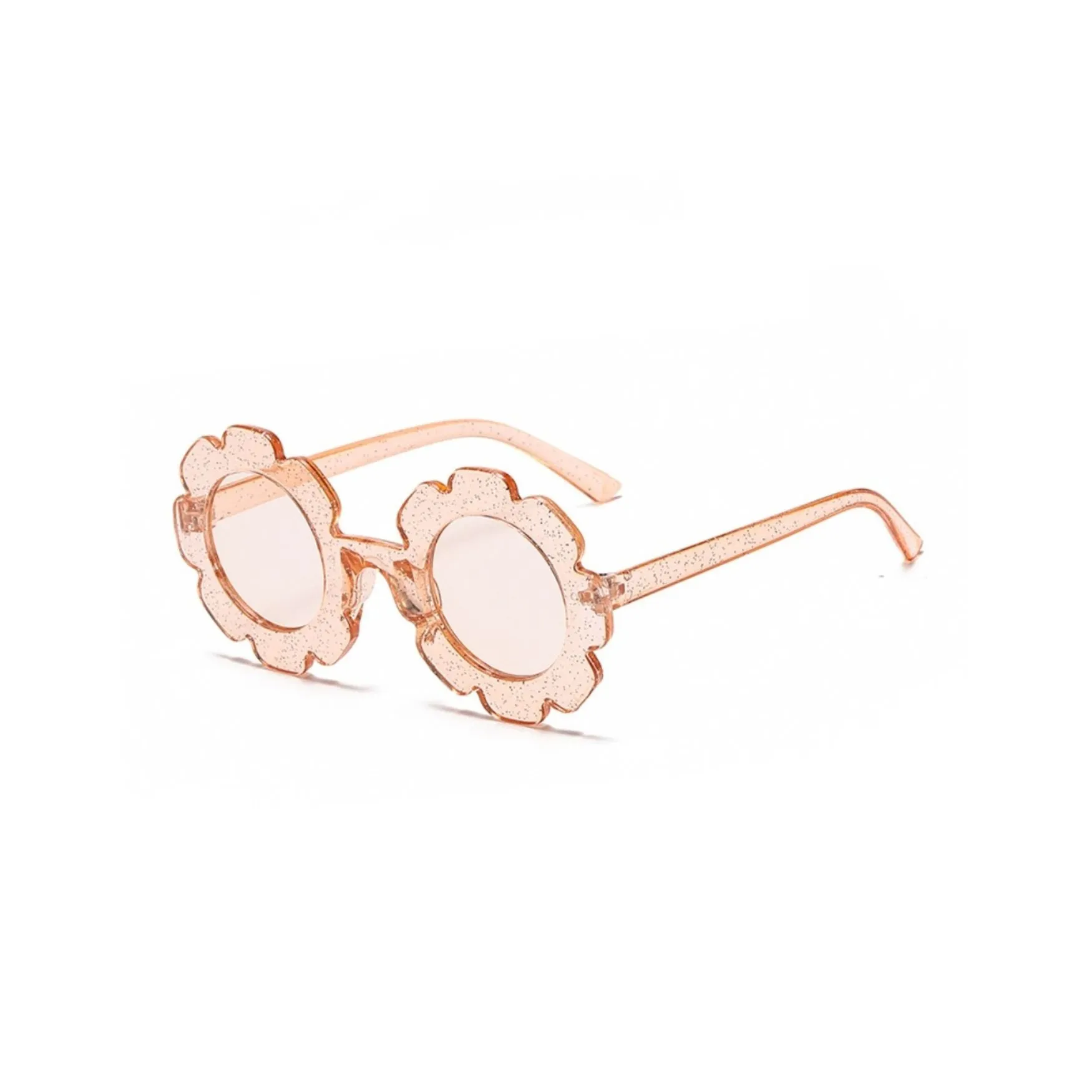 Edna Round Flower Sunglasses in Clear Gold Sparkle