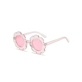 Edna Round Flower Sunglasses in Clear Pink Sparkle