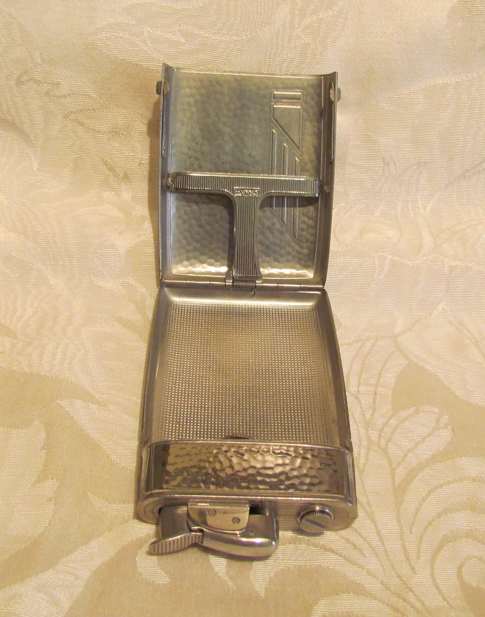 Evans Cigarette Case Lighter Art Deco Silver Black Enamel Boxed Excellent Working Condition