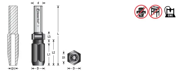 Extension Adapter | 1⁄2" Adapter | for 1⁄4" Shank CNC Router Bits | 47640 | 738685476406