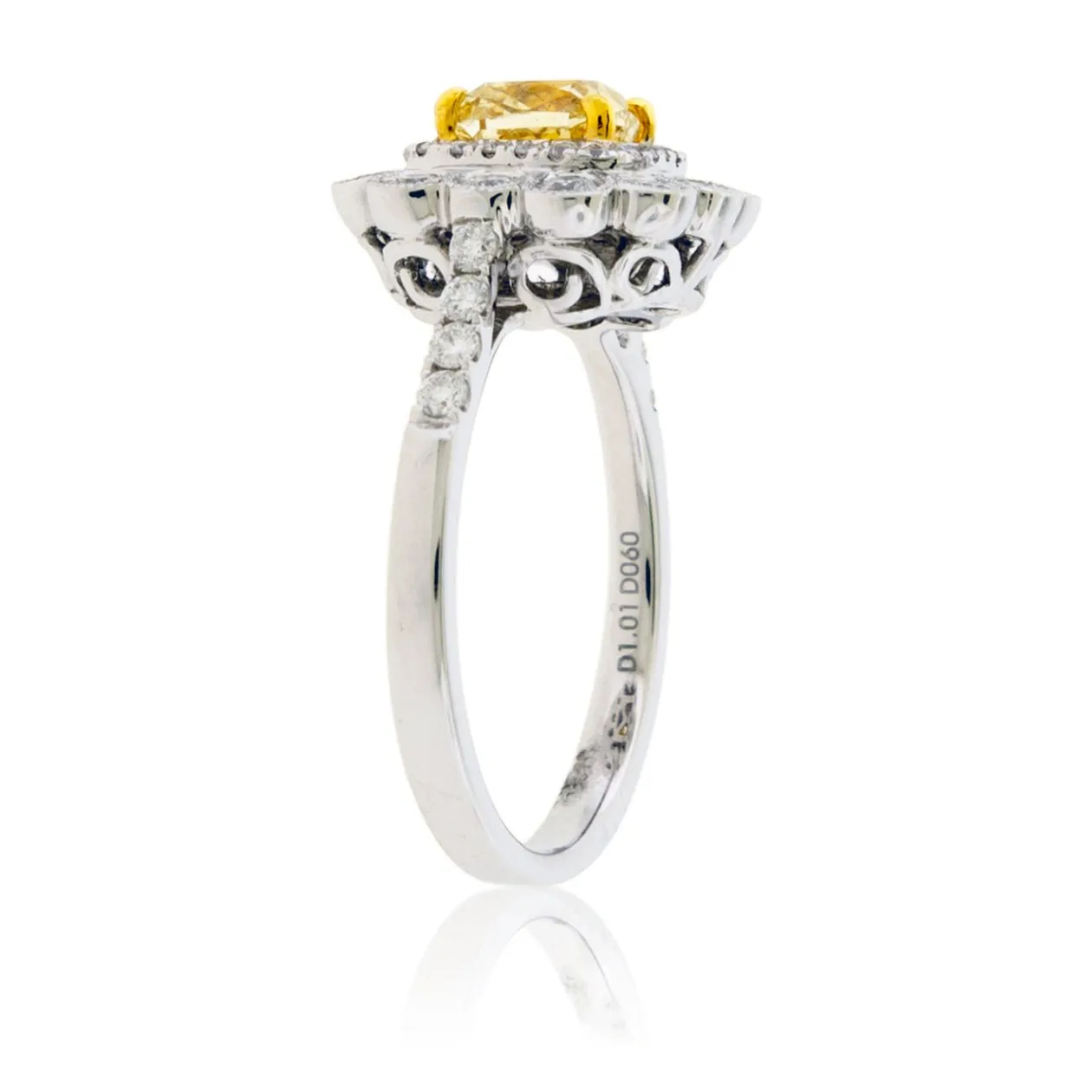 Fancy Natural Yellow Diamond & Diamond Burst Halo Ring