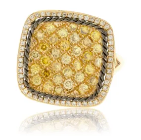 Fancy Yellow Diamond & Diamond Right Hand Ring