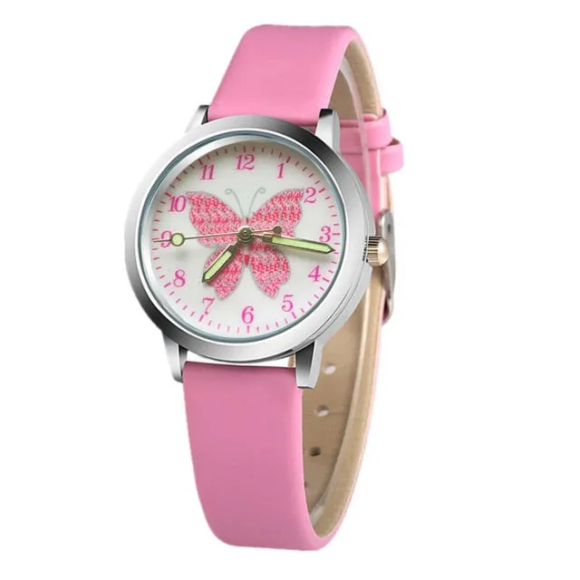 Fashion brand children cute colorful butterfly cartoon luminous watch boy quartz watch girl clock children's day gift