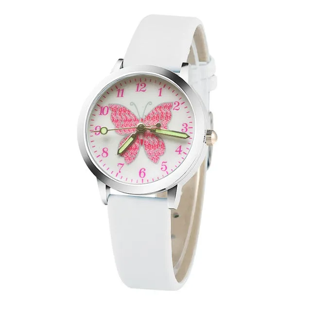 Fashion brand children cute colorful butterfly cartoon luminous watch boy quartz watch girl clock children's day gift