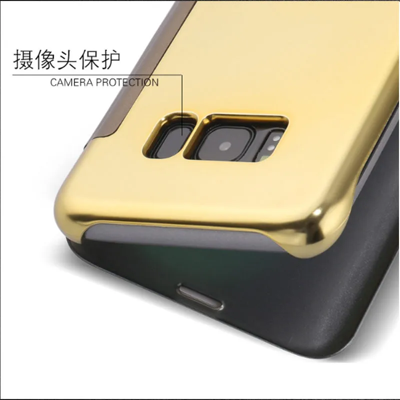 Fashion Flip Mirror Plating Case  Leather Cover Hard Plastic Back Cover For Samsung Galaxy Note 8 & Note 7