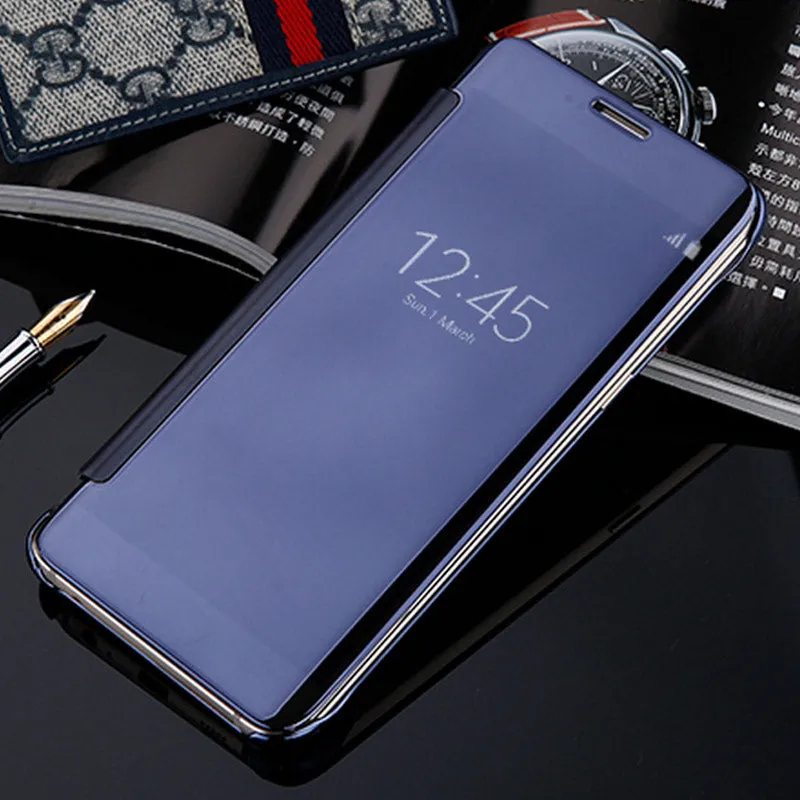 Fashion Flip Mirror Plating Case  Leather Cover Hard Plastic Back Cover For Samsung Galaxy Note 8 & Note 7