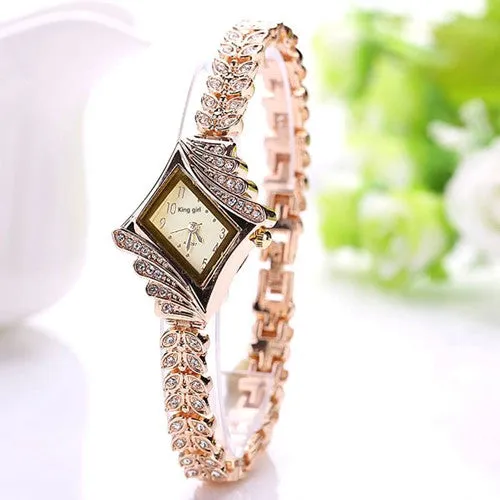 Fashion King Girl Brand Casual Luxury Rhombus Fashion Stainless Steel Wristwatch Women Dress Watch Crystal Women Watch