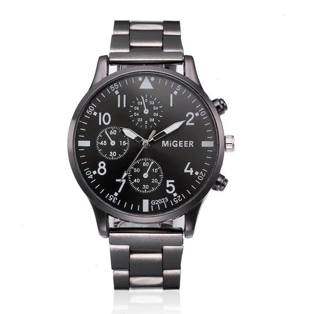 Fashion Men Crystal Stainless Steel Analog Quartz Wrist Watch Bracelet men watch stainless steel mesh wristwatch mens automatic