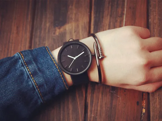 Fashion Minimalist Couple Watches Casual Retro Leather Belt Quartz Wrist watch