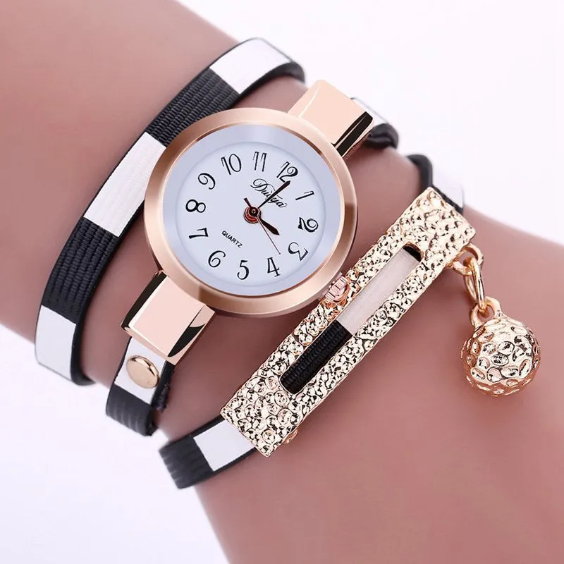 Fashion Women Leather Bracelet Watch Luxury Brand Quartz Watch