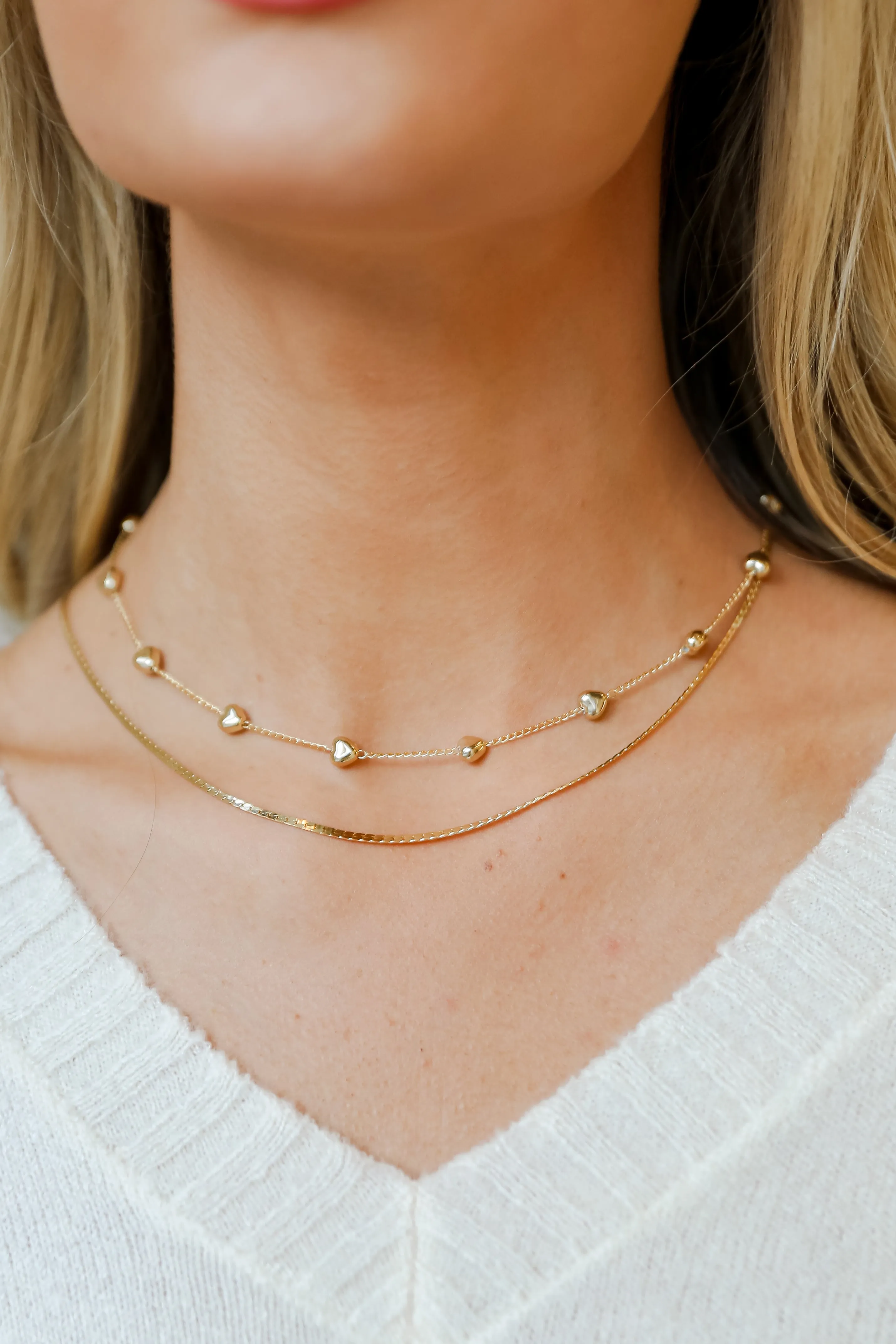 FINAL SALE - Aria Gold Heart Layered Chain Necklace