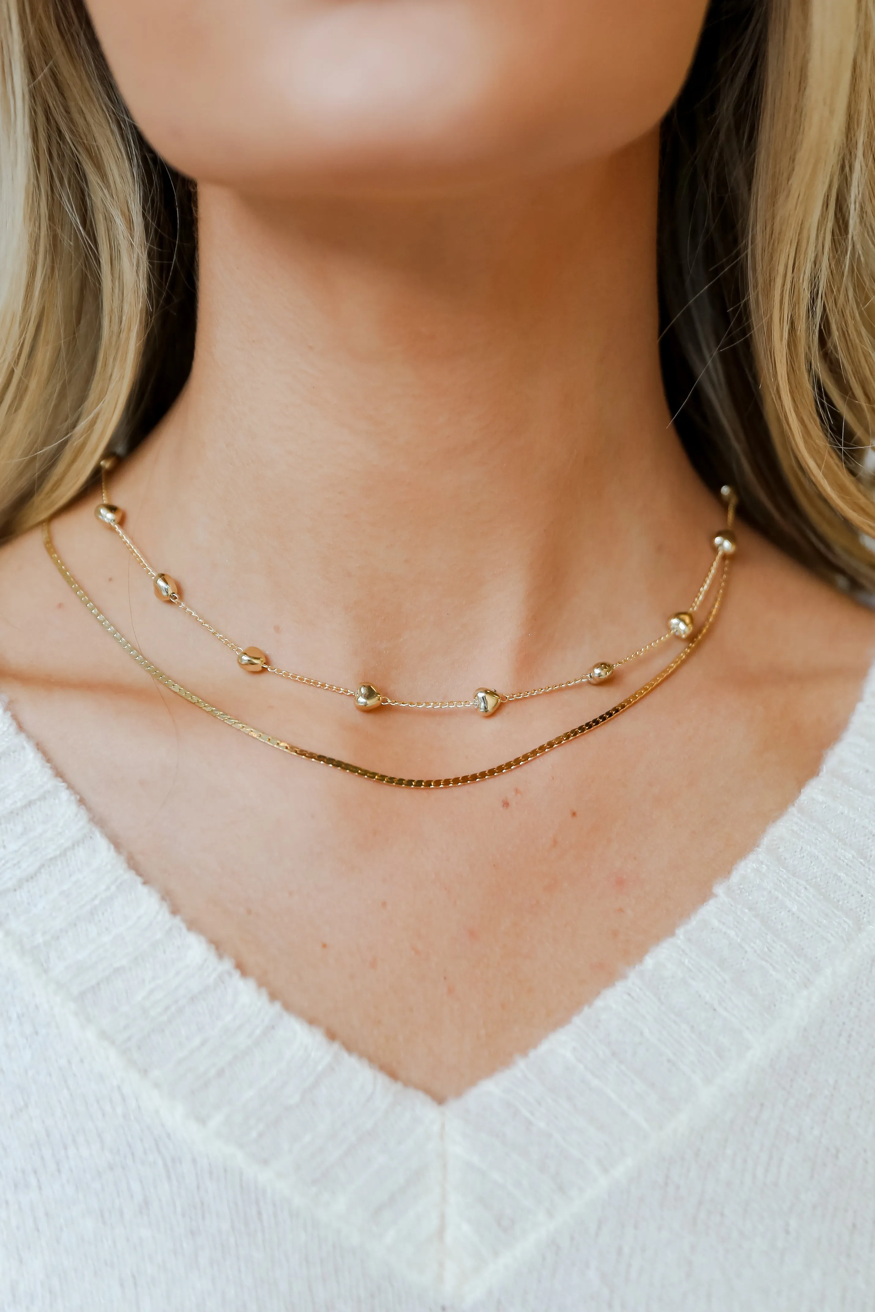 FINAL SALE - Aria Gold Heart Layered Chain Necklace