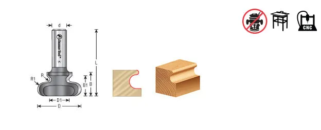 Finger Grip Router Bit | 3⁄32 x 3⁄16 Radius x 3⁄4 Dia x 3⁄4 x 1⁄2" Shank | 53806 | 738685938065