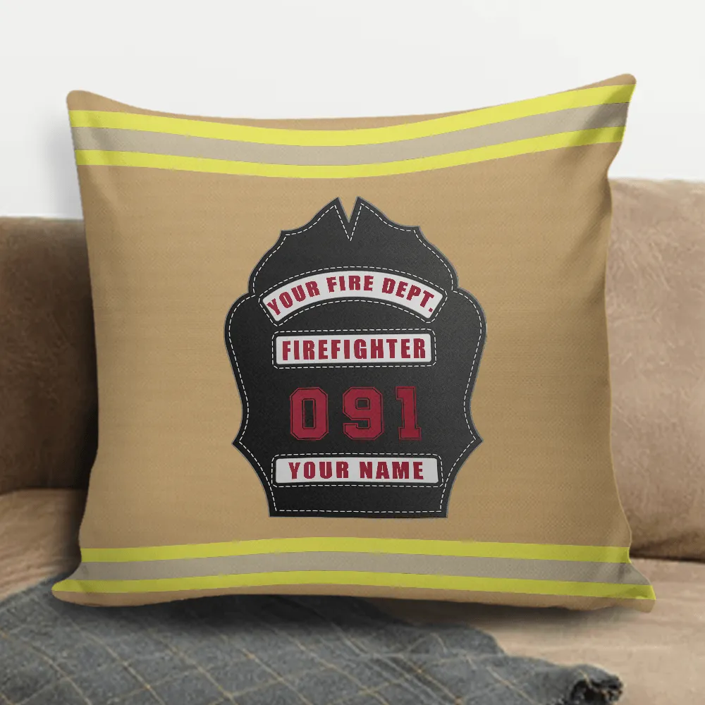 Firefighter Helmet Shield Customizable Throw Pillow