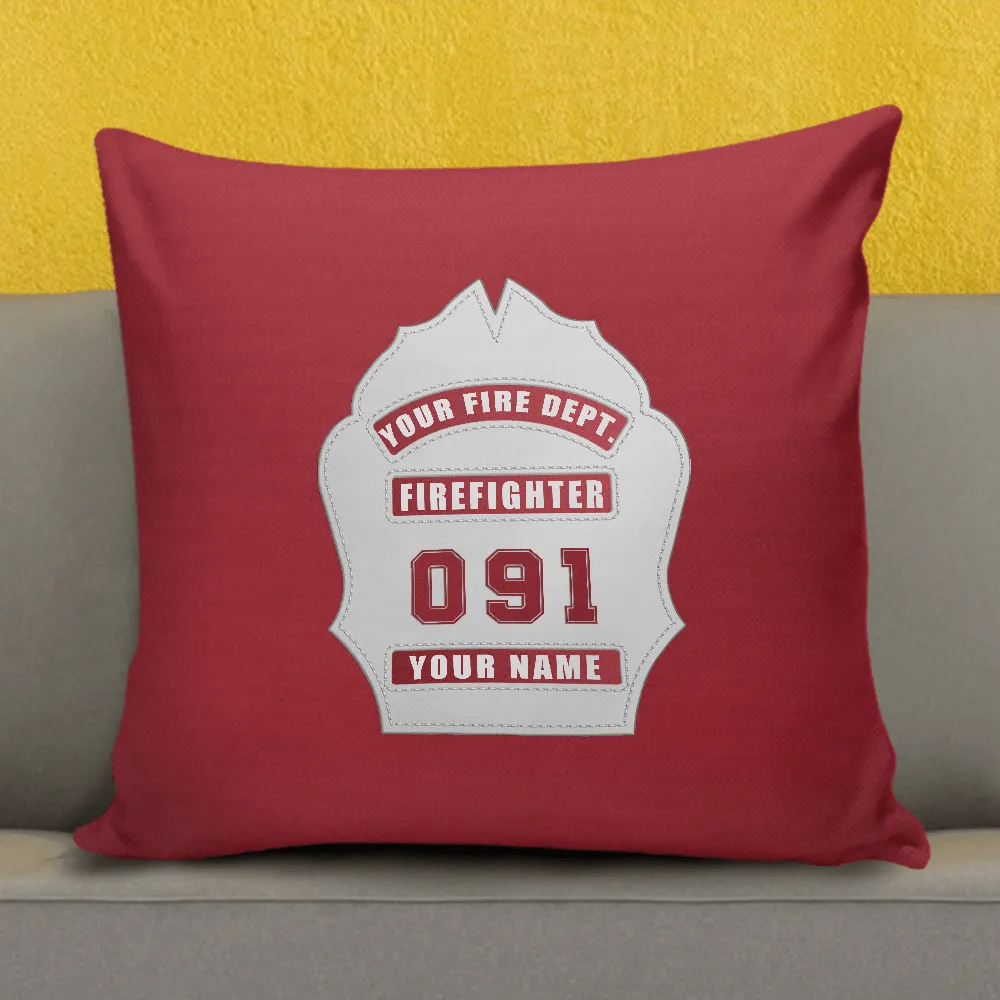 Firefighter Helmet Shield Customizable Throw Pillow