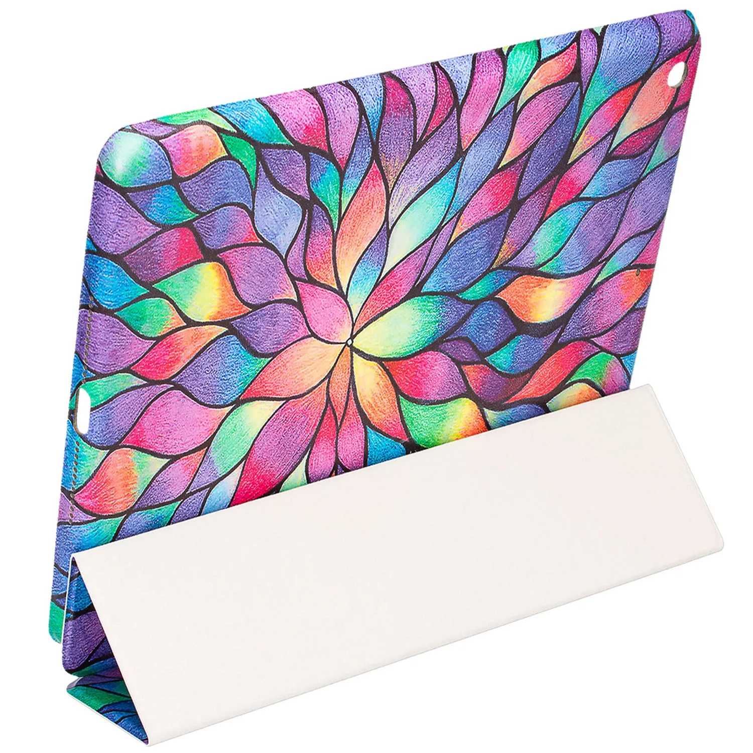 For Apple iPad 9.7 Inch 2017 - Premium PU Leather Folio Smart Cover w/Auto Sleep/Wake for iPad 9.7 In 2017 Release - Rainbow Flower