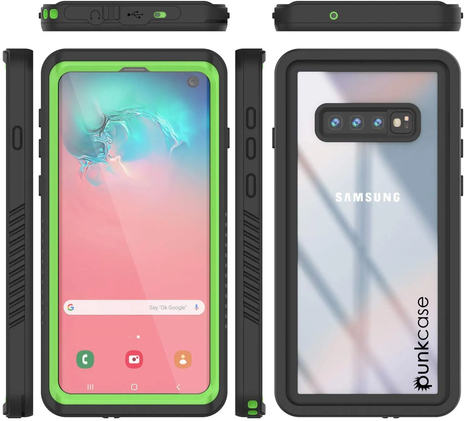 Galaxy S10 Water/Shockproof Screen Protector Case [Light Green]