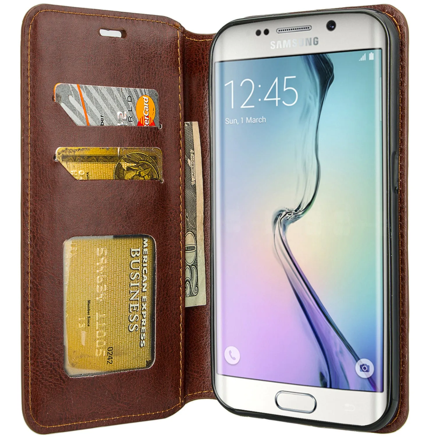 Galaxy S7 Case, Samsung Galaxy S7 Wallet Case, Flip Folio [Kickstand Feature] Pu Leather Wallet Case with ID & Credit Card Slot For Galaxy S7 - Brown