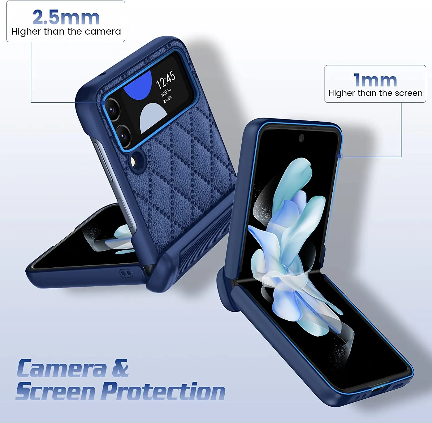 Galaxy Z Flip 4 Case 5G Hinge Protection Camera Screen Protector Case - Blue