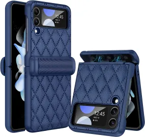 Galaxy Z Flip 4 Case 5G Hinge Protection Camera Screen Protector Case - Blue