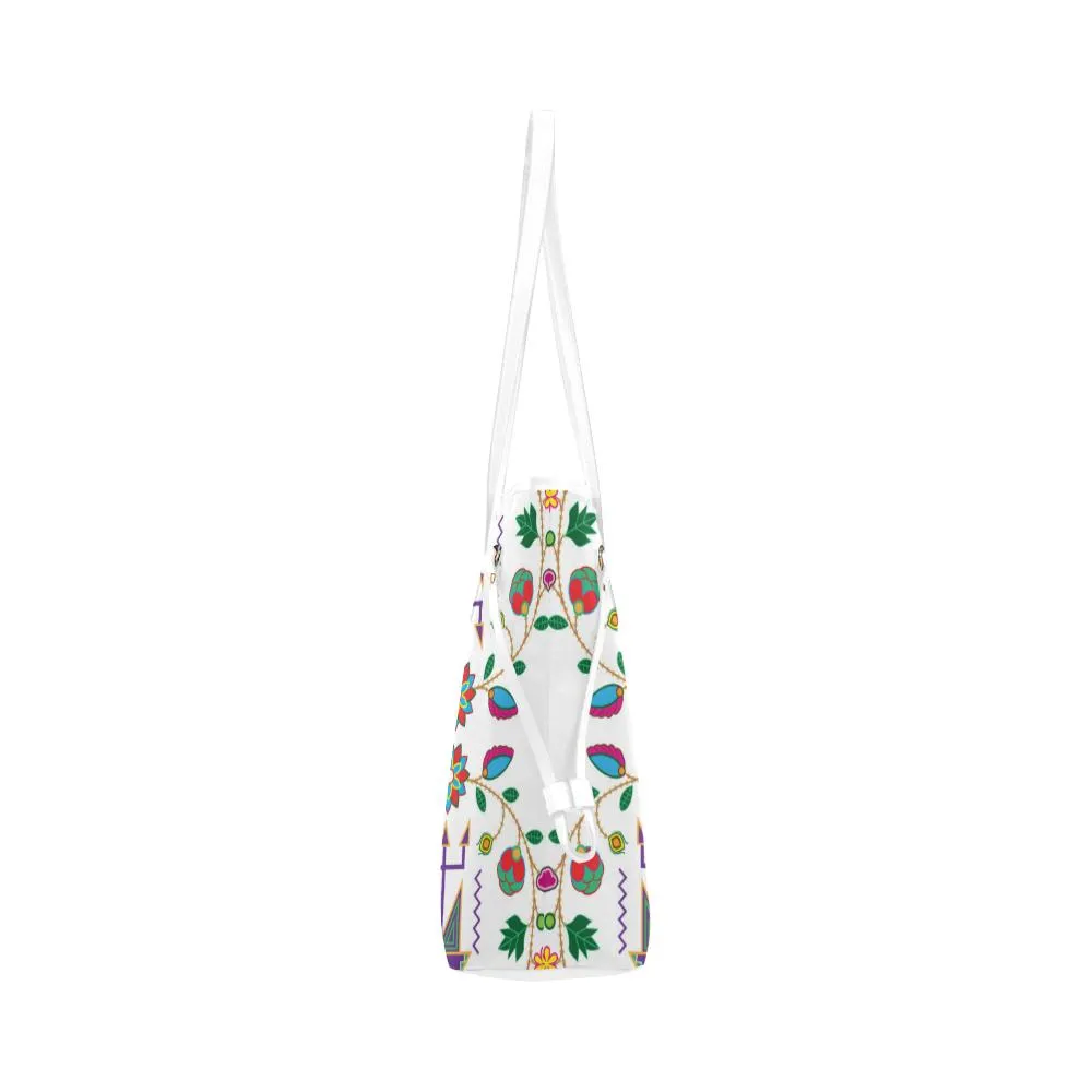 Geometric Floral Fall - White Clover Canvas Tote Bag